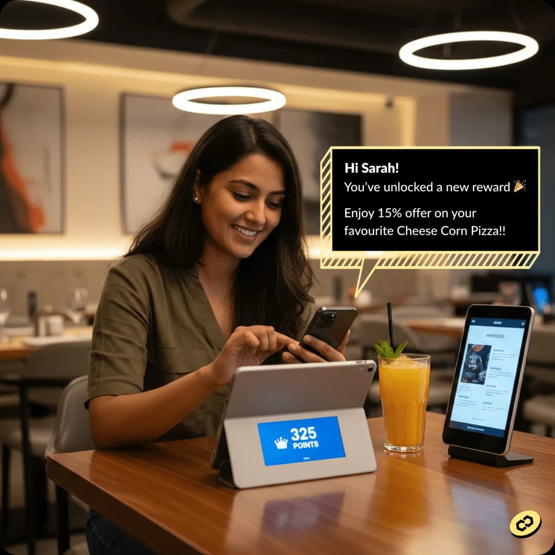 Personalized customer experience showing notification message